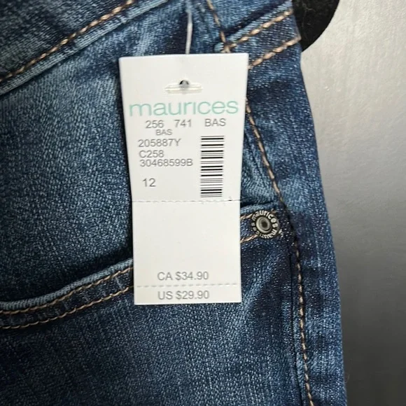 Maurices Blue Jean Shorts with Cuffed Hem and Distressed Look - Picture 3 of 5